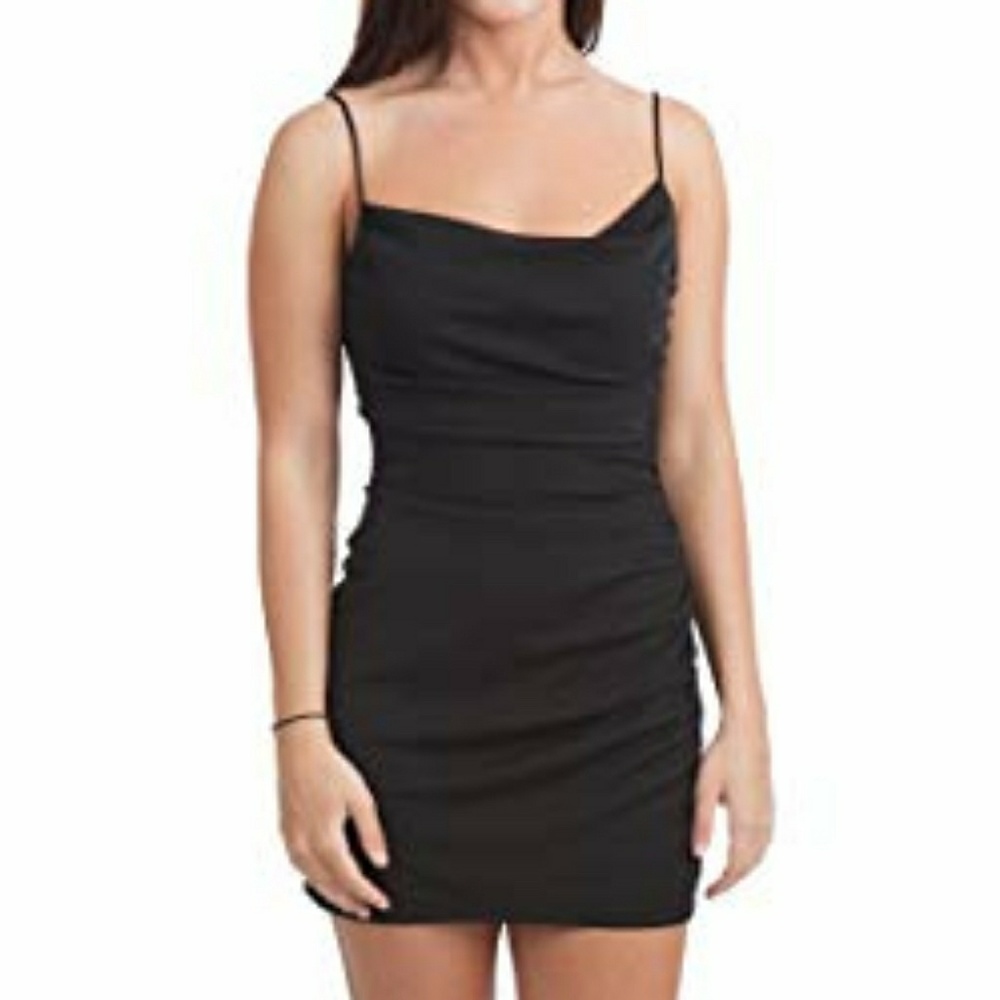 David Meister Ruched Draped Neck Cocktail Dress